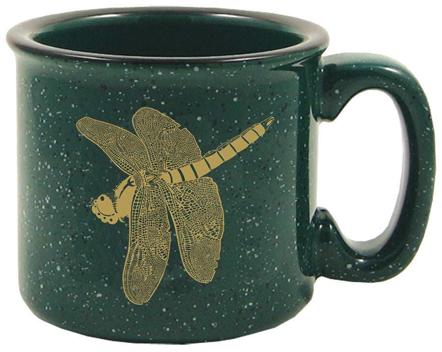 Dragonfly Jewel Forest Green 15oz Ceramic Campfire Mug