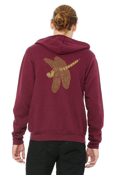 Dragonfly Jewel Ultra Soft BellaCanvas Zip Up Hoodie Maroon