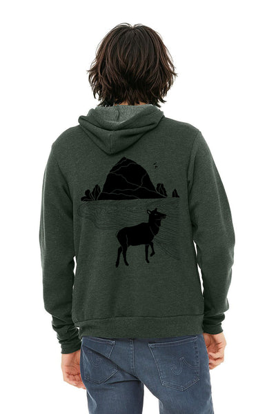 Preorder: Elk Haystack Love - Pullover Sponge Fleece Hoodie - Heather Forest