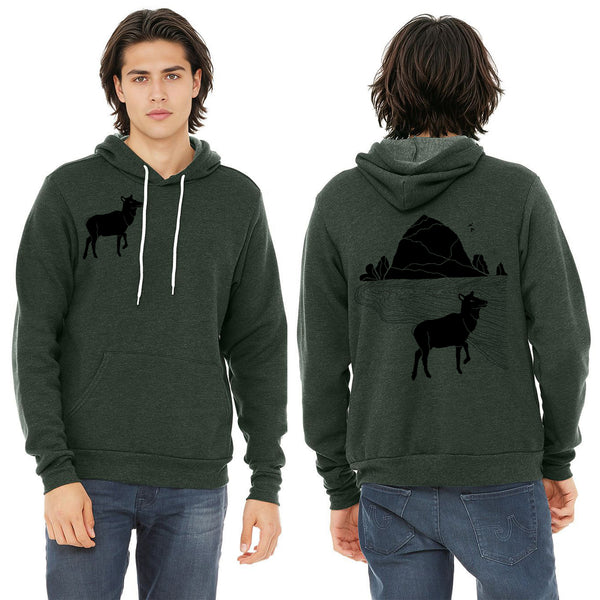 Preorder: Elk Haystack Love - Pullover Sponge Fleece Hoodie - Heather Forest