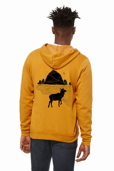 Preorder: Elk Haystack Love - Zipped Sponge Fleece Hoodie - Heather Mustard