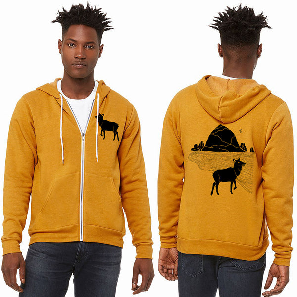 Preorder: Elk Haystack Love - Zipped Sponge Fleece Hoodie - Heather Mustard