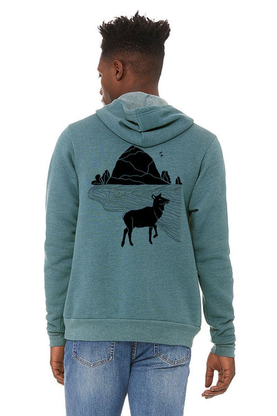 Preorder: Elk Haystack Love - Zipped Sponge Fleece Hoodie - Heather Deep Teal