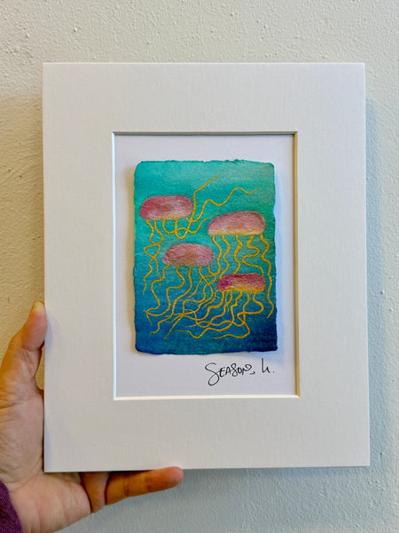 Call of the Jellies 8x10  - Original Watercolor Paintings By Seasons Kaz Sparks