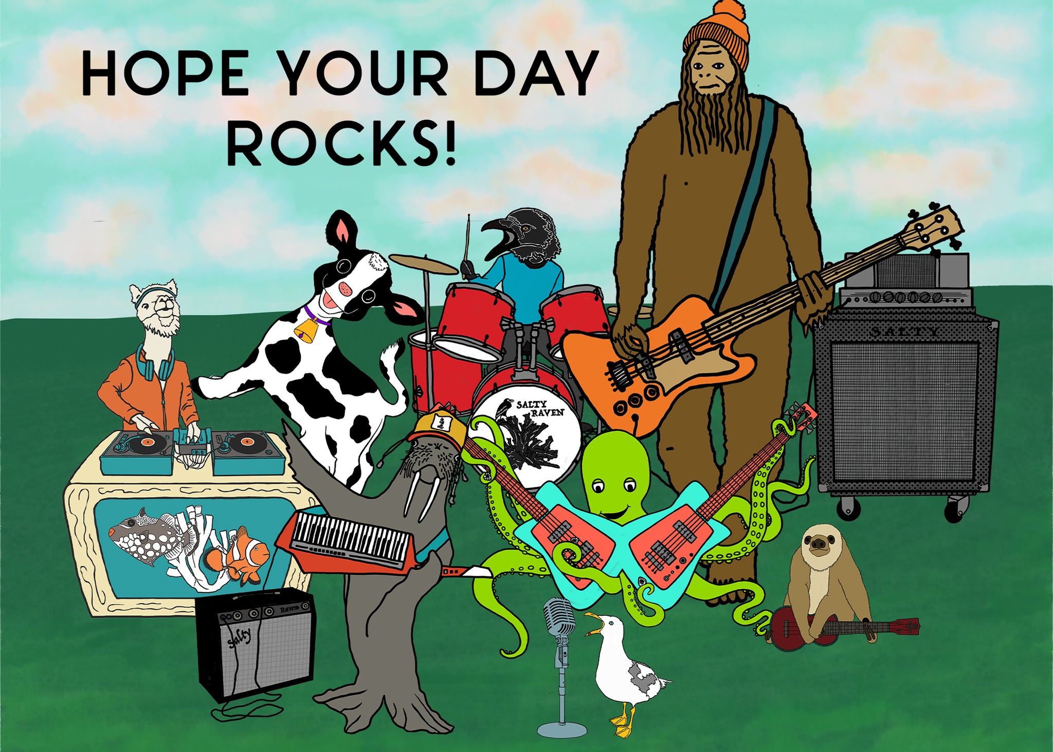 Flock of Gerrys "Hope Your Day Rocks" Blank Greeting Card