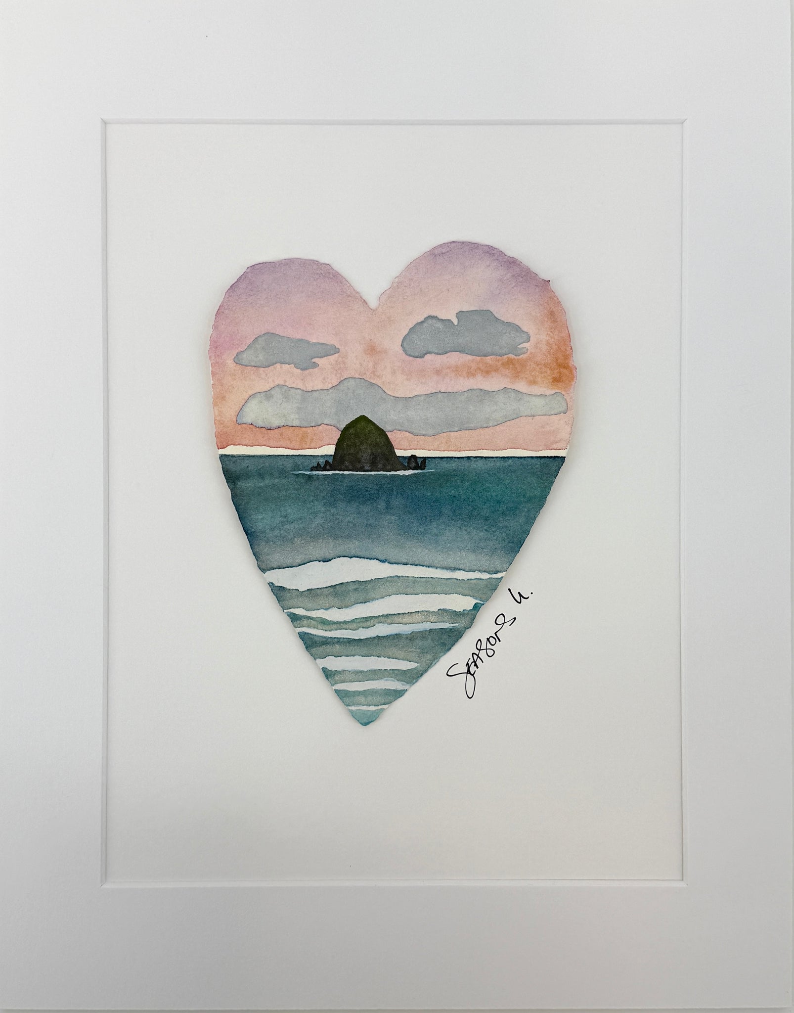 Days Like This Haystack Heart 11 x 14  - Original Watercolor Paintings By Seasons Kaz Sparks