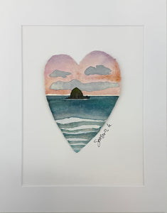 Days Like This Haystack Heart 11 x 14  - Original Watercolor Paintings By Seasons Kaz Sparks