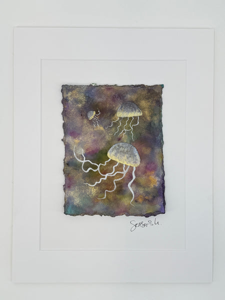 Family of Jellys 11x14  - Original Watercolor Paintings By Seasons Kaz Sparks