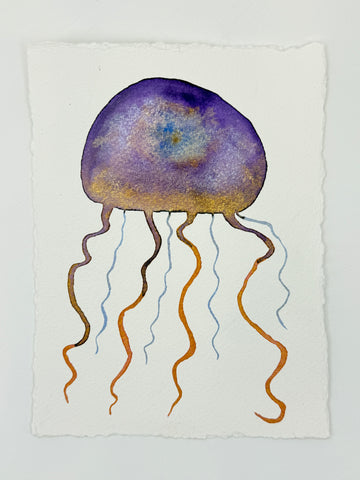 Galaxy Jellyfish  11x14  - Original Watercolor Paintings By Seasons Kaz Sparks