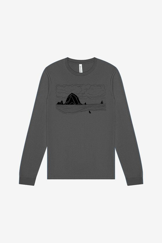 Haystack Humpback Aphalt Long Sleeve Unisex Men's T-shirt