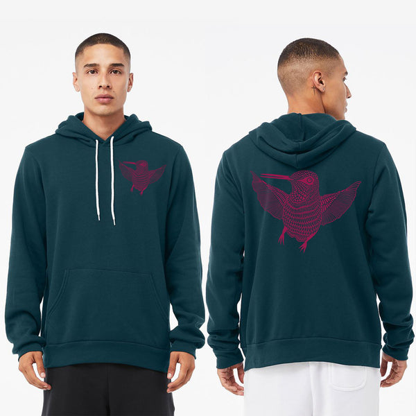 Hummingbird Hello Ultra Soft Sponge Pullover Hoodie Atlantic