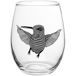 Hummingbird Hello Stemless Wine Glass Glass Only