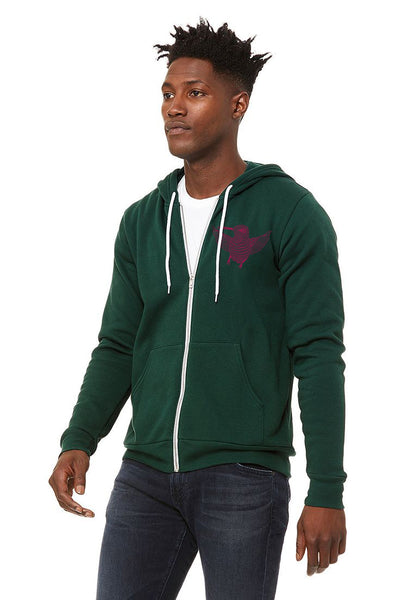 Hummingbird Hello Ultra Soft BellaCanvas Zip Up Hoodie Forest