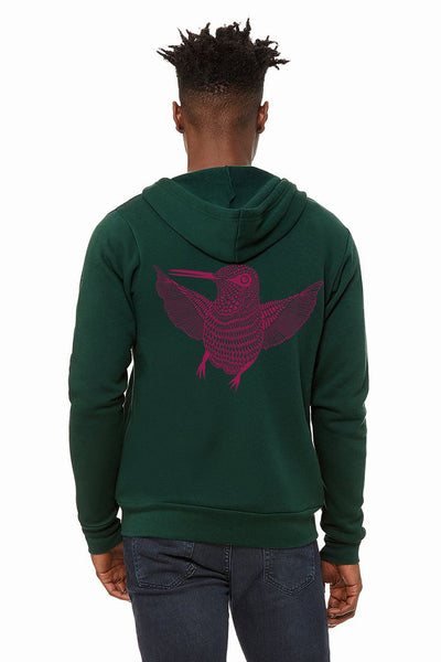 Hummingbird Hello Ultra Soft BellaCanvas Zip Up Hoodie Forest