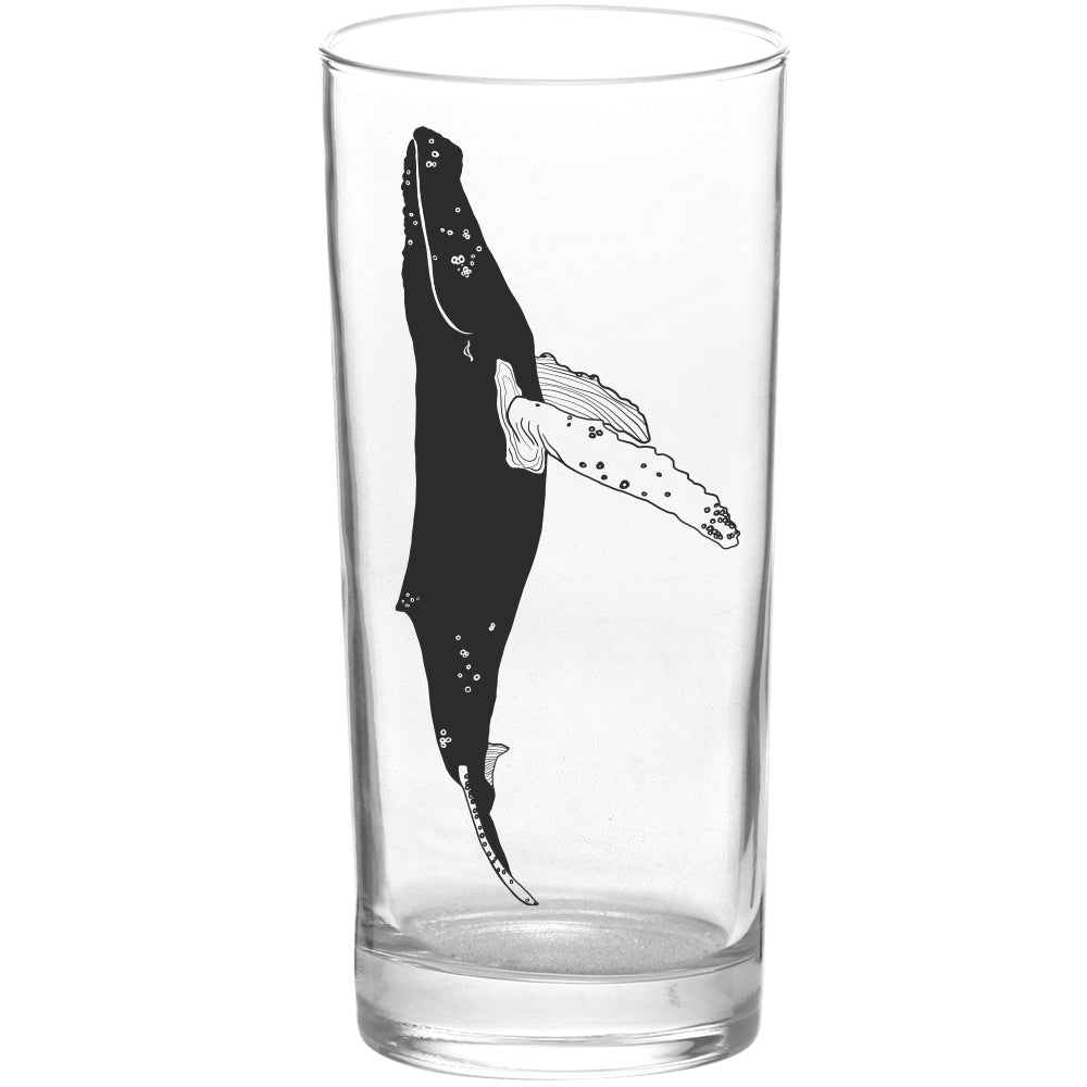 Whales Humpback Whale Color & Black Tall Collins Glass