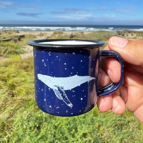 Humpback Whale - Mini Enamel Campfire Espresso Mugs or Ornaments 3oz