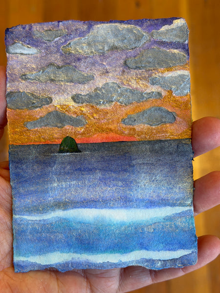 When the storm breaks 8x10  - Original Watercolor Paintings By Seasons Kaz Sparks