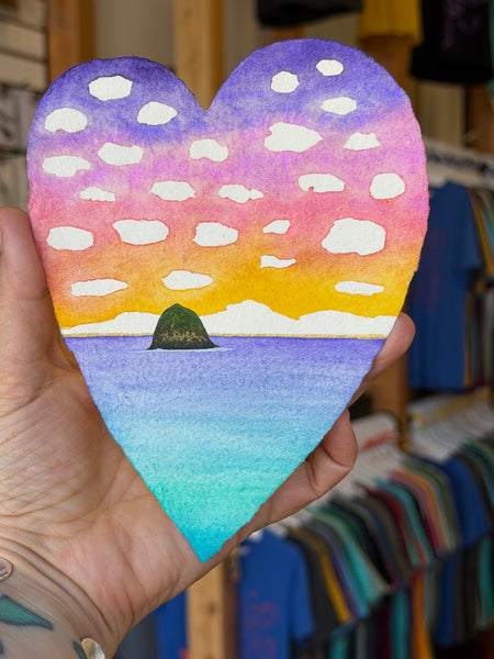 Love is a Rainbow Heart Painting 11 x 14  - Original Watercolor Paintings By Seasons Kaz Sparks