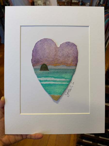 My Sweetest Dream Heart Painting 11 x 14  - Original Watercolor Paintings By Seasons Kaz Sparks