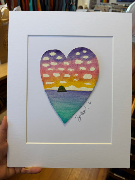 Love is a Rainbow Heart Painting 11 x 14  - Original Watercolor Paintings By Seasons Kaz Sparks