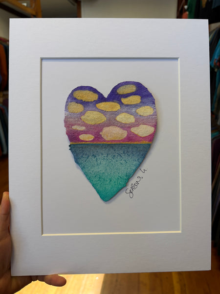 Cherry Cloud Jubilee Heart Painting 11 x 14  - Original Watercolor Paintings By Seasons Kaz Sparks