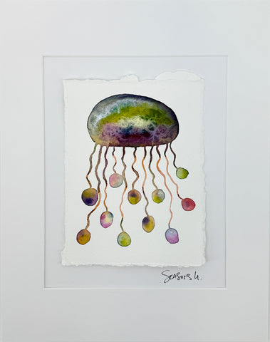 Rainbow Jelly 11x14  - Original Watercolor Paintings By Seasons Kaz Sparks