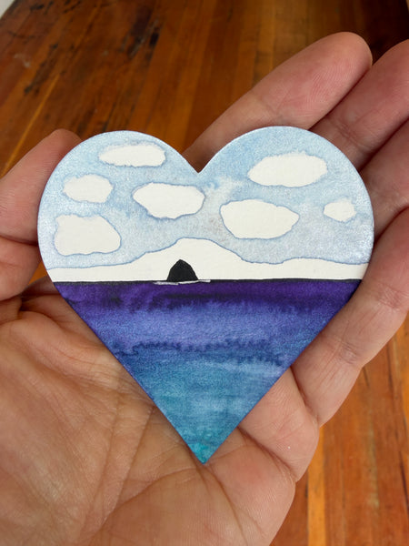 Cool Haystack mini Heart Painting 8x10 in matting- Original Watercolor Paintings By Seasons Kaz Sparks