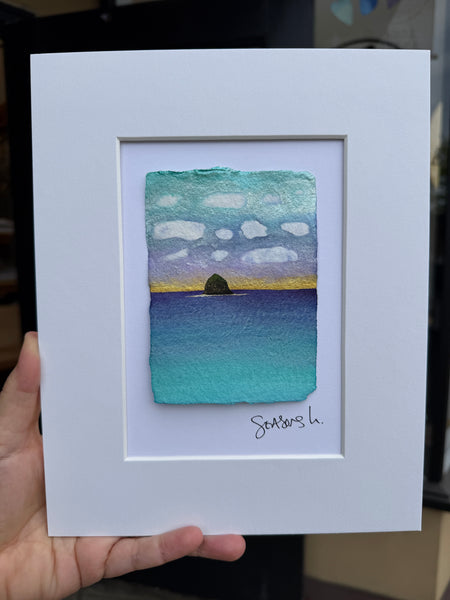 Spring Skies Haystack 8 x 10  - Original Watercolor Paintings By Seasons Kaz Sparks