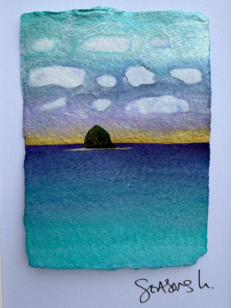 Spring Skies Haystack 8 x 10  - Original Watercolor Paintings By Seasons Kaz Sparks