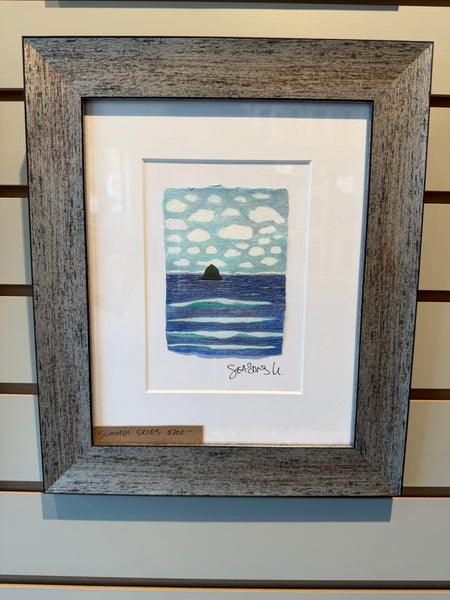 Summer Skies Haystack 8 x 10  - Original Watercolor Paintings By Seasons Kaz Sparks