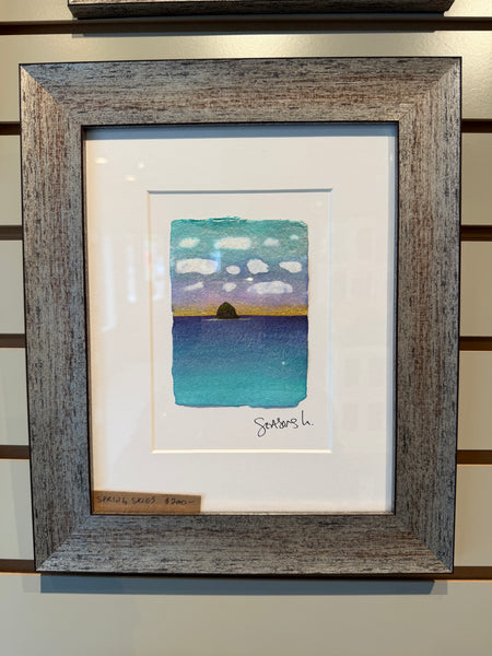Spring Skies Haystack 8 x 10  - Original Watercolor Paintings By Seasons Kaz Sparks