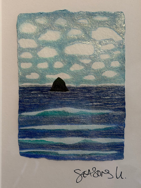 Summer Skies Haystack 8 x 10  - Original Watercolor Paintings By Seasons Kaz Sparks