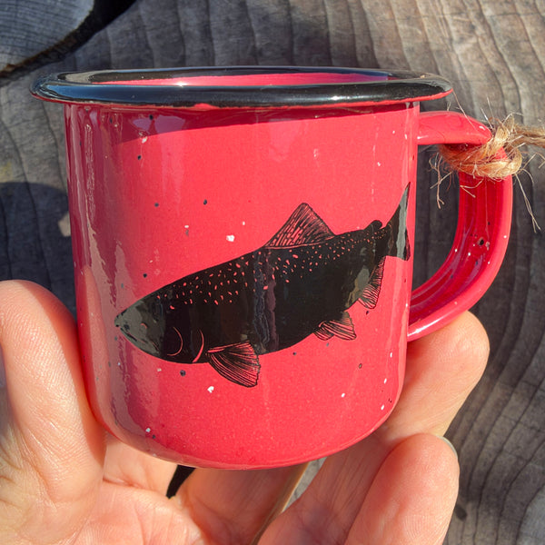 Salmon - Mini Enamel Campfire Espresso Mugs or Ornaments 3oz