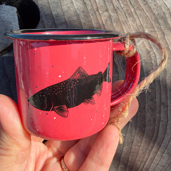 Salmon - Mini Enamel Campfire Espresso Mugs or Ornaments 3oz