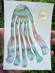 Josie Jellyfish 11x14  - Original Watercolor Paintings By Seasons Kaz Sparks