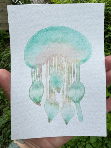 Dreamy Cloud Jellyfish  8x10  - Original Watercolor Paintings By Seasons Kaz Sparks (Copy)