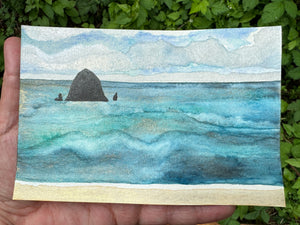 Haystack Dreamy Sea 8 x10  - Original Watercolor Paintings By Seasons Kaz Sparks