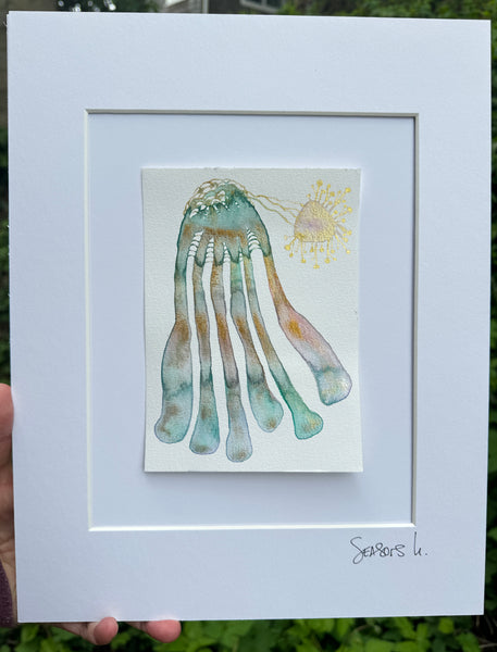 Josie Jellyfish 11x14  - Original Watercolor Paintings By Seasons Kaz Sparks