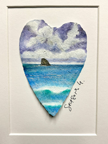 Pyramid Sunset Heart 8 x 10  - Original Watercolor Paintings By Seasons Kaz Sparks