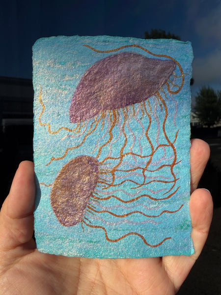Swimming Jellys 8x10  - Original Watercolor Paintings By Seasons Kaz Sparks