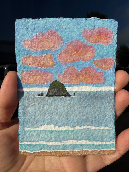 Pink Cloud Paradise 8 x10  - Original Watercolor Paintings By Seasons Kaz Sparks