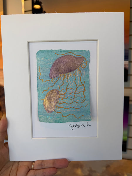Swimming Jellys 8x10  - Original Watercolor Paintings By Seasons Kaz Sparks