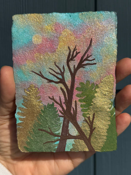 Sunset Moondance 8 x 10  - Original Watercolor Paintings By Seasons Kaz Sparks