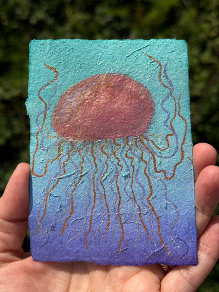Into the Sea Jelly 8x10  - Original Watercolor Paintings By Seasons Kaz Sparks