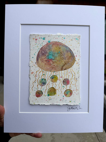 Rainbow Jelly Party 11 x 14  - Original Watercolor Paintings By Seasons Kaz Sparks