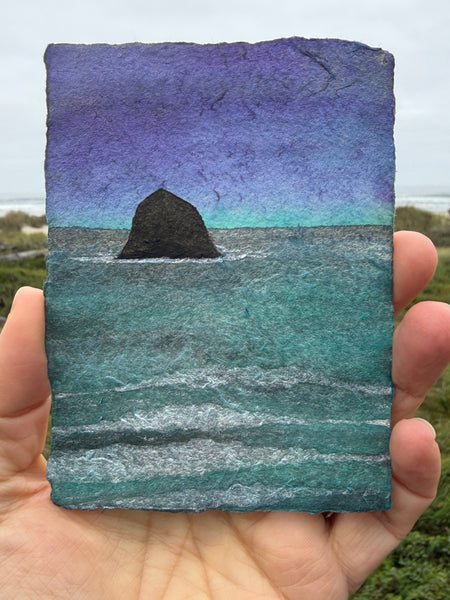 Evening at Haystack 8 x 10  - Original Watercolor Paintings By Seasons Kaz Sparks