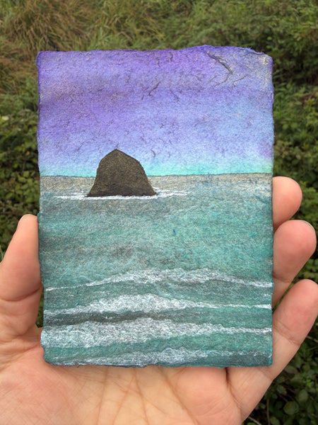 Evening at Haystack 8 x 10  - Original Watercolor Paintings By Seasons Kaz Sparks