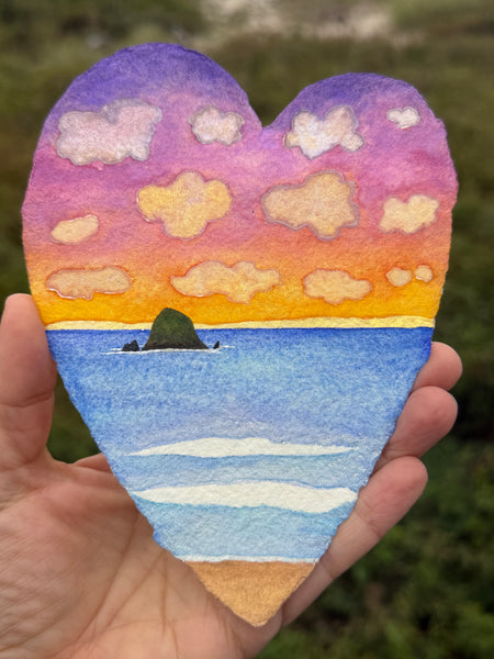 When the Sky says I Love You 11 x 14  - Original Watercolor Paintings By Seasons Kaz Sparks