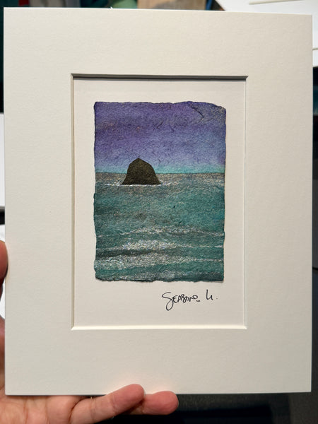 Evening at Haystack 8 x 10  - Original Watercolor Paintings By Seasons Kaz Sparks