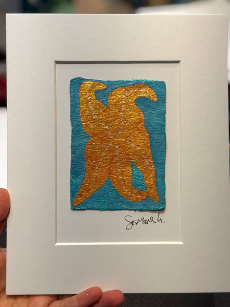 Boogie Sea Star 8x10 in matting- Original Watercolor Paintings By Seasons Kaz Sparks